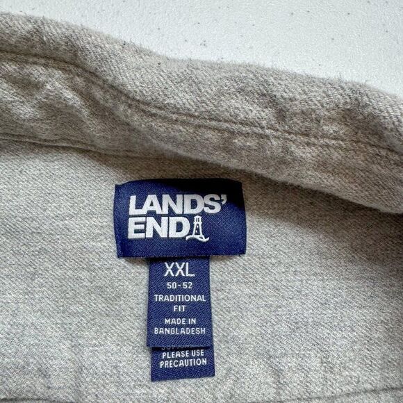 Lands End Flannel Shirt Mens XXL Gray Chamois Casual Outdoor Camping‎ Fishing - Picture 7 of 11